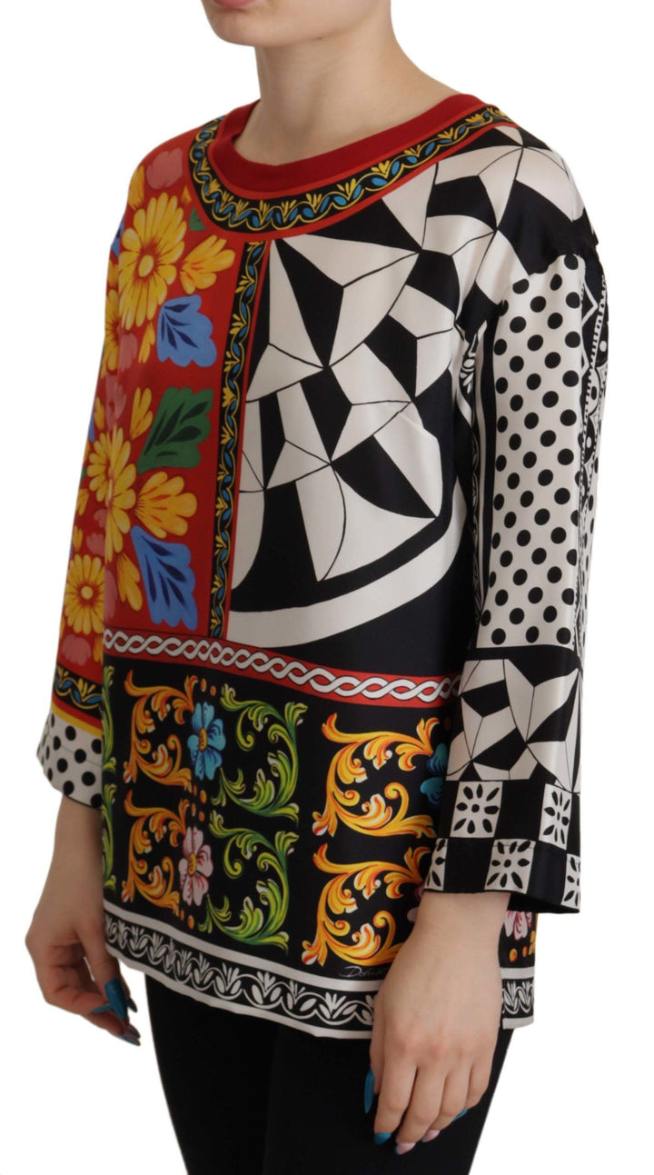 Dolce &amp; Gabbana - Multicolor Printed Baroque Loose Long Sleeve