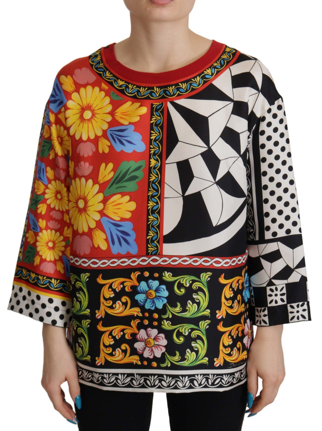 Dolce &amp; Gabbana - Multicolor Printed Baroque Loose Long Sleeve
