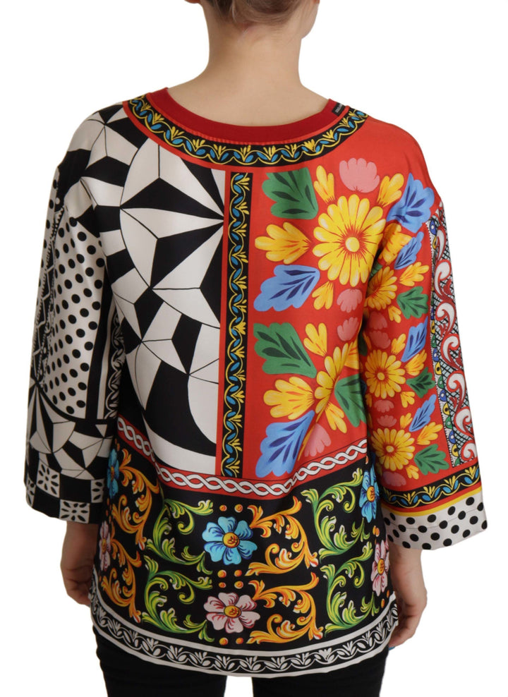 Dolce &amp; Gabbana - Multicolor Printed Baroque Loose Long Sleeve