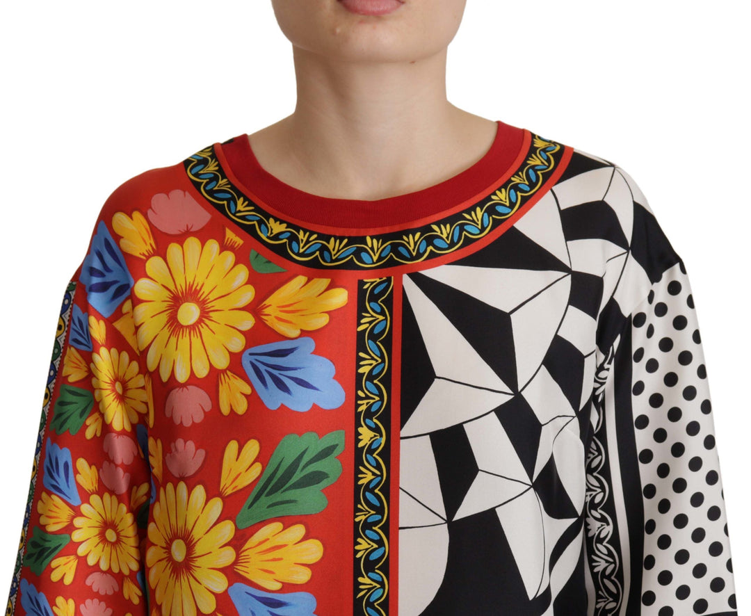 Dolce &amp; Gabbana - Multicolor Printed Baroque Loose Long Sleeve