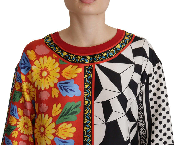 Dolce &amp; Gabbana - Multicolor Printed Baroque Loose Long Sleeve