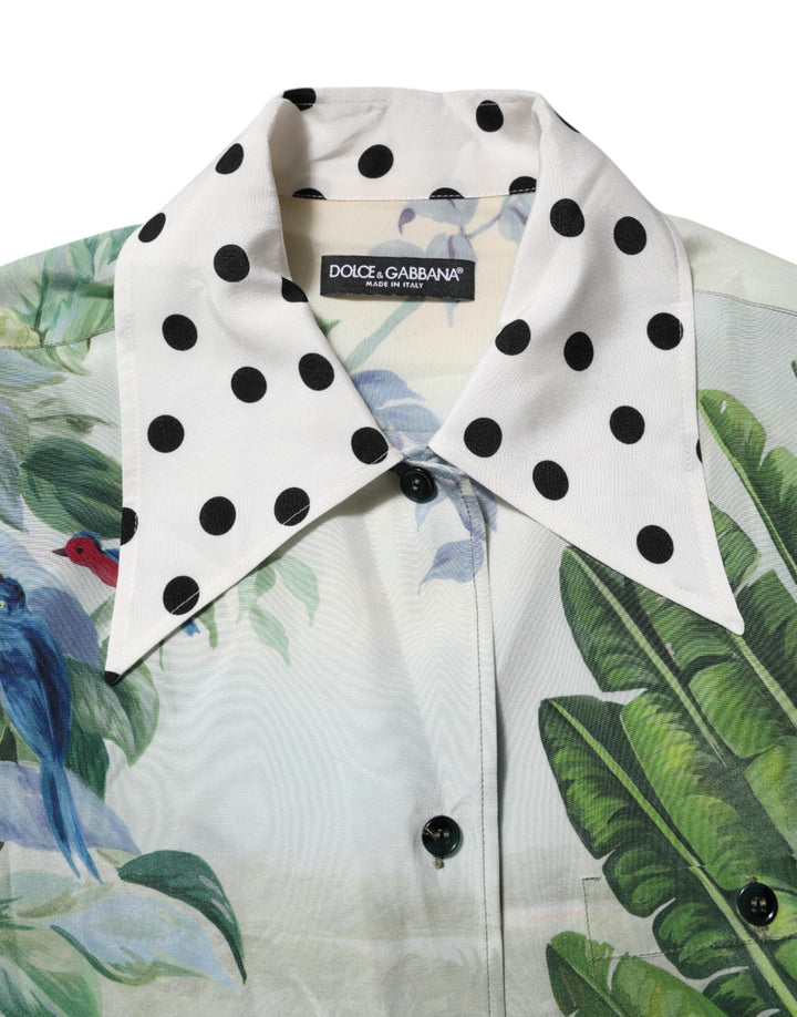 Dolce &amp; Gabbana Blouses - Women’s Multicolor Printed Silk Collared Shirt Top