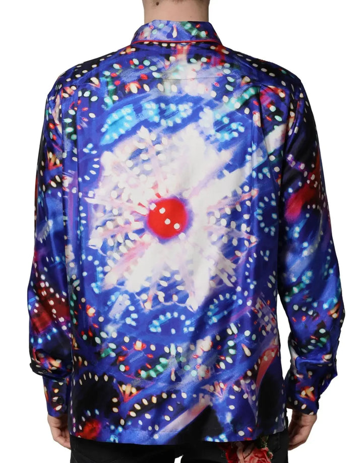 Dolce &amp; Gabbana Multicolor Printed Silk Lounge Casual Shirt