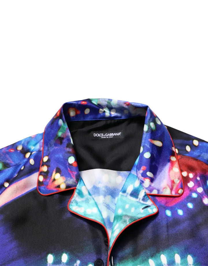 Dolce &amp; Gabbana Multicolor Printed Silk Lounge Casual Shirt