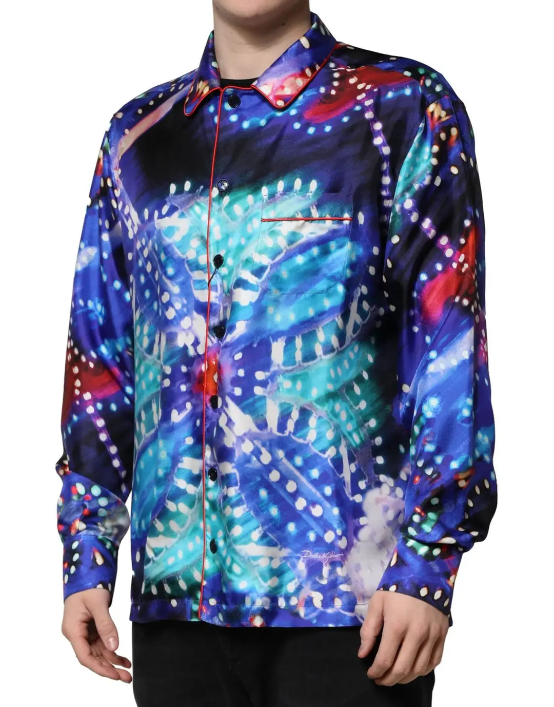 Dolce &amp; Gabbana Multicolor Printed Silk Lounge Casual Shirt