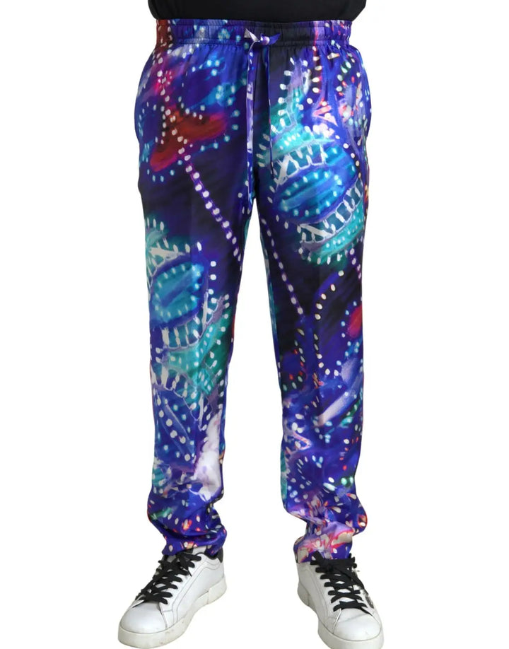 Dolce &amp; Gabbana Multicolor Printed Silk Men Trouser Pants