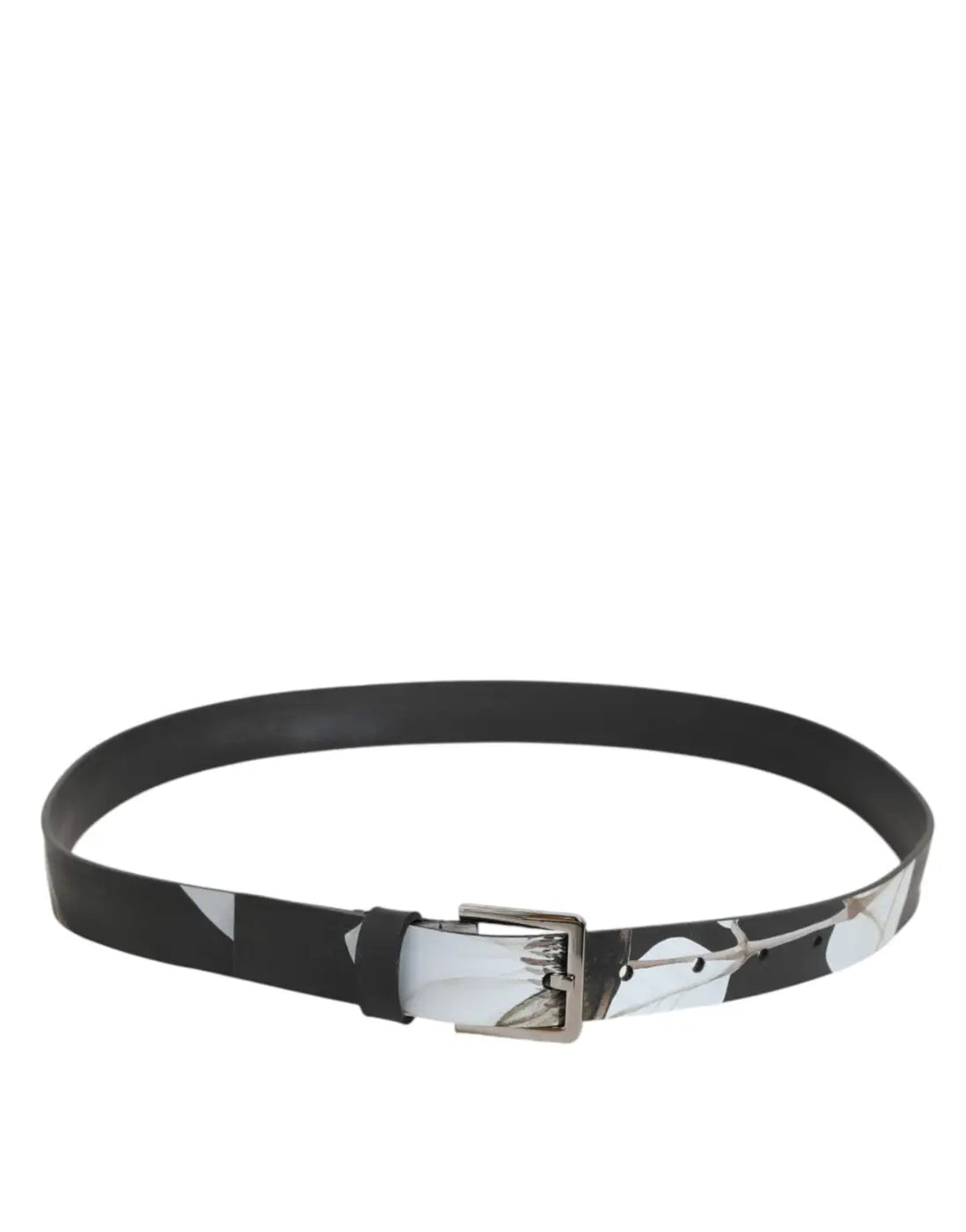 Dolce &amp; Gabbana Multicolor PVC Floral Silver Buckle Men Belt
