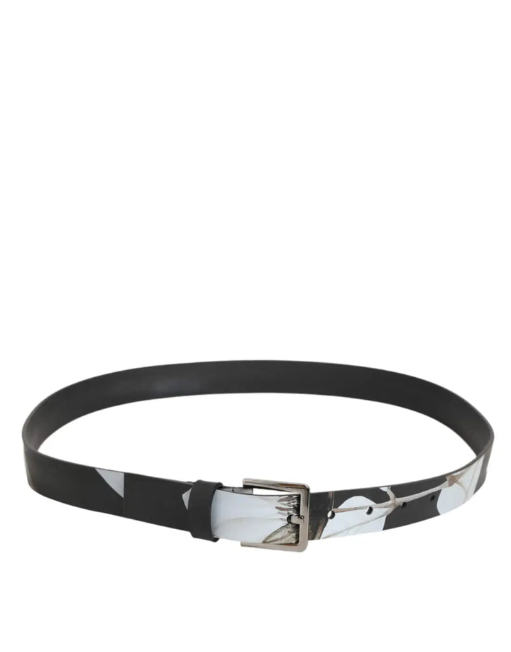 Dolce &amp; Gabbana Multicolor PVC Floral Silver Buckle Men Belt