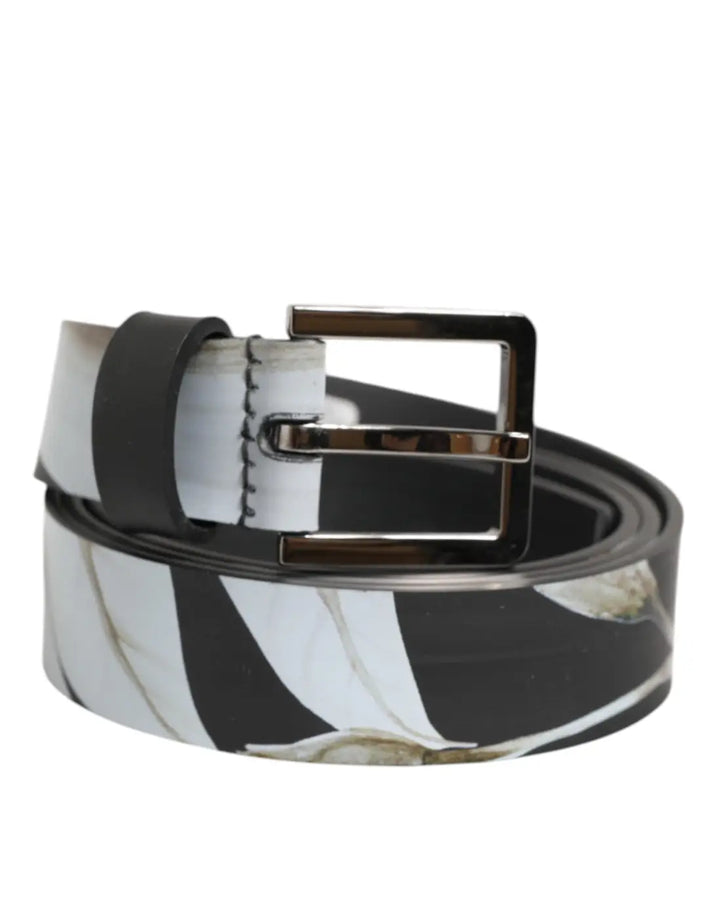 Dolce &amp; Gabbana Multicolor PVC Floral Silver Buckle Men Belt