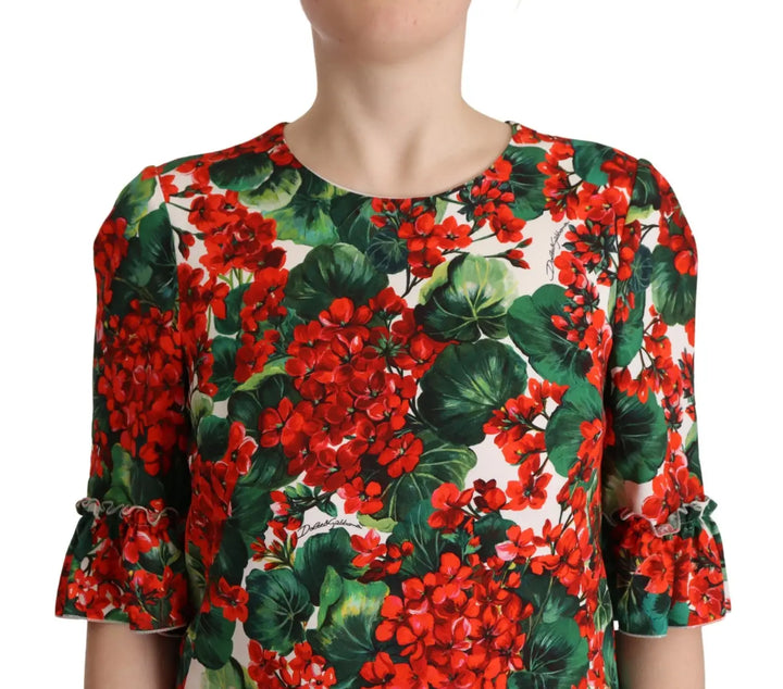 Dolce &amp; Gabbana Multicolor Red Floral Shift Gown Dress