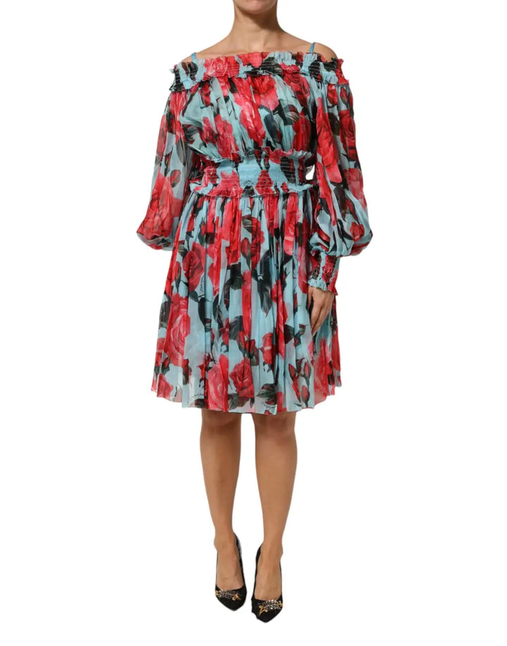 Dolce &amp; Gabbana Multicolor Romantic Floral Silk Chiffon Dress