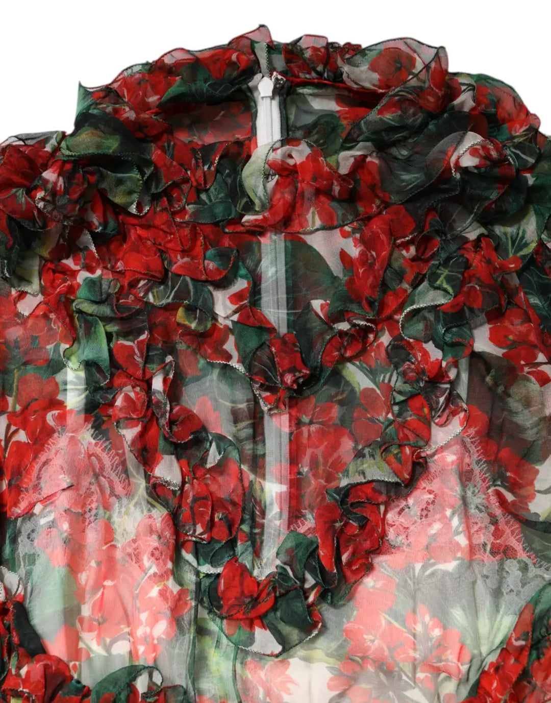 Dolce &amp; Gabbana Multicolor Ruffle Floral Long Sleeves Dress
