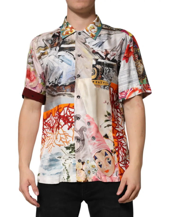 Dolce &amp; Gabbana Multicolor Shell Print Hawaii Casual Shirt