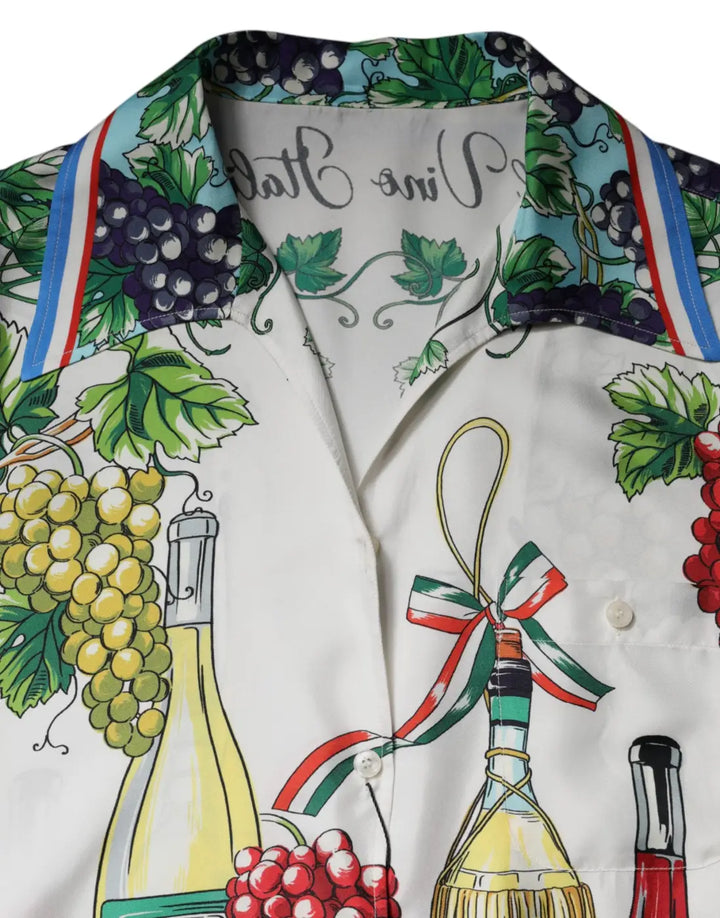 Dolce &amp; Gabbana Multicolor Short Sleeve Silk Food Shirt Top