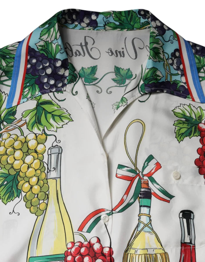 Dolce & Gabbana Multicolor Short Sleeve Silk Food Shirt Top