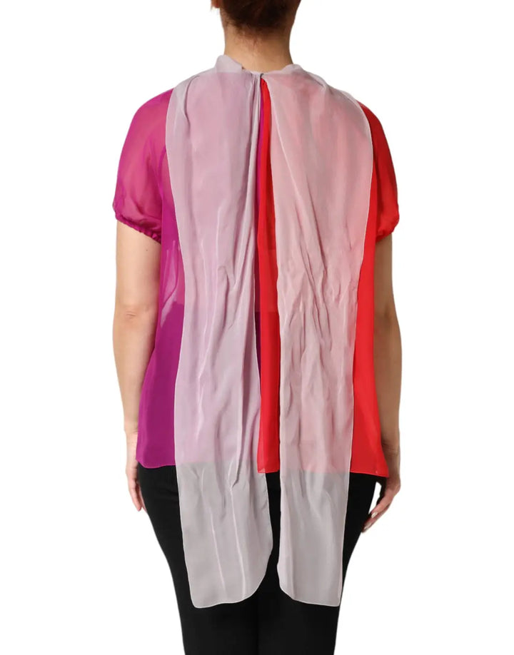 Dolce &amp; Gabbana Multicolor Short Sleeves Silk Blouse Top