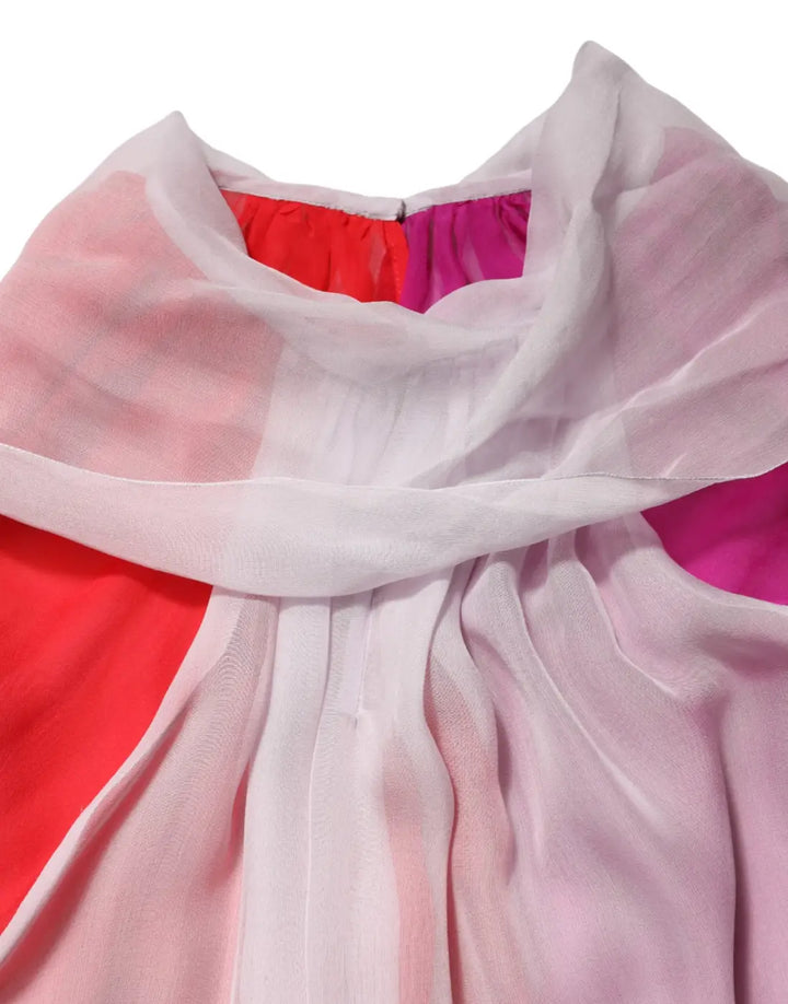 Dolce &amp; Gabbana Multicolor Short Sleeves Silk Blouse Top