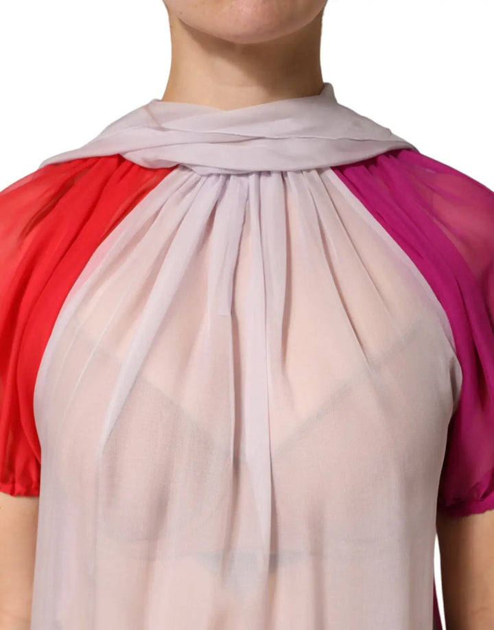 Dolce &amp; Gabbana Multicolor Short Sleeves Silk Blouse Top