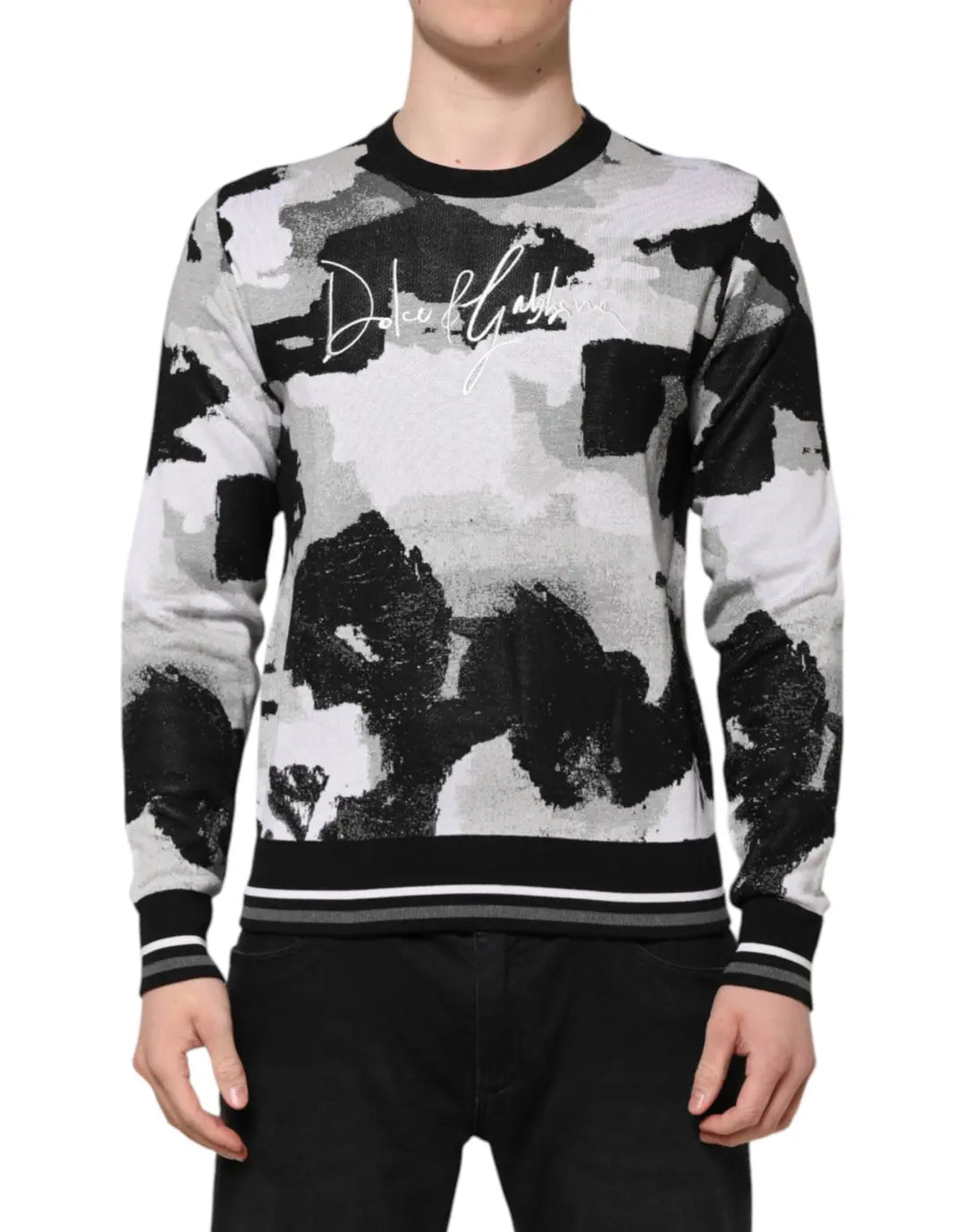Dolce &amp; Gabbana Multicolor Silk Camouflage Pullover Sweater