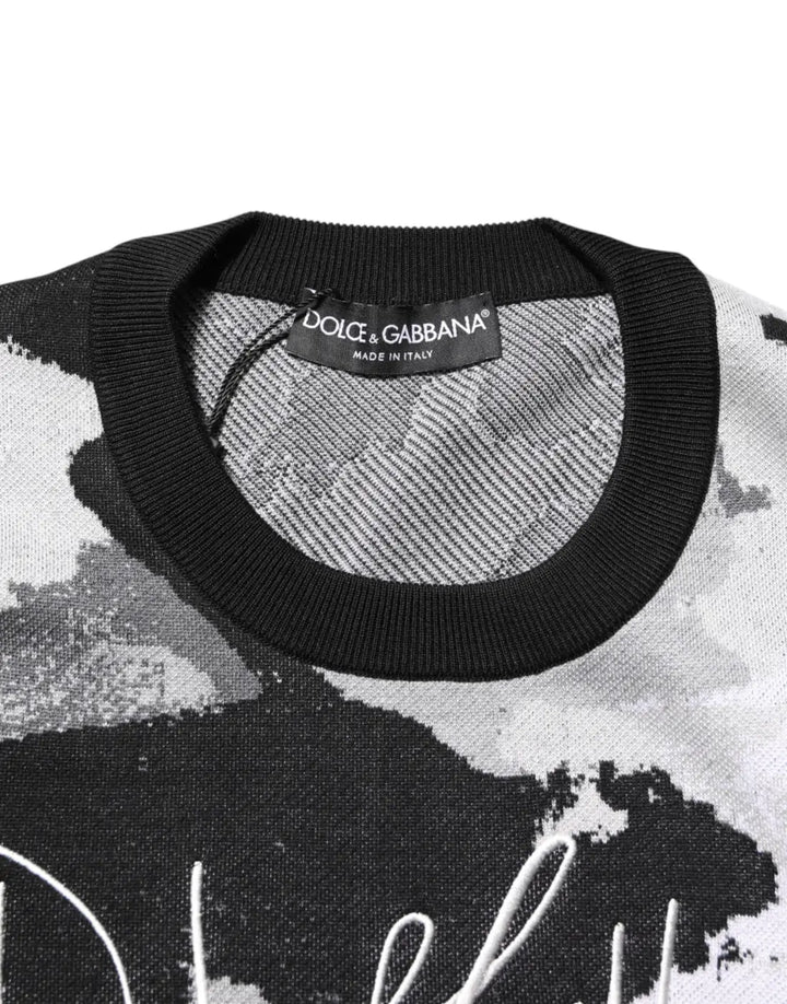 Dolce &amp; Gabbana Multicolor Silk Camouflage Pullover Sweater