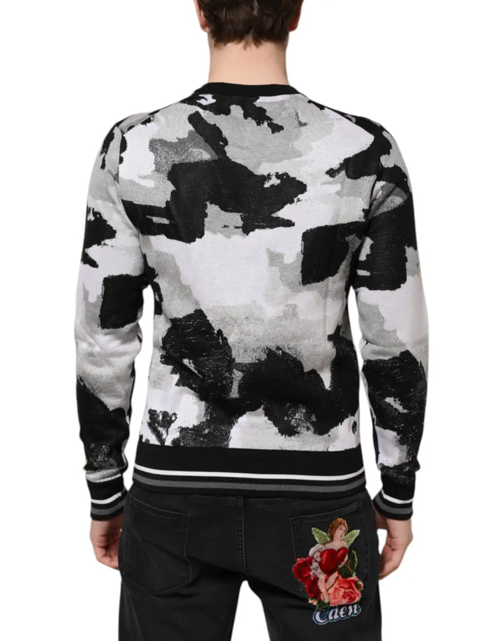Dolce &amp; Gabbana Multicolor Silk Camouflage Pullover Sweater