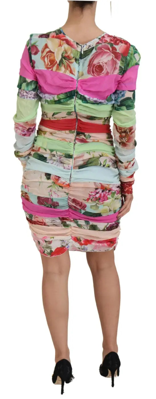 Dolce &amp; Gabbana Multicolor Silk Floral Bodycon Sheath Dress