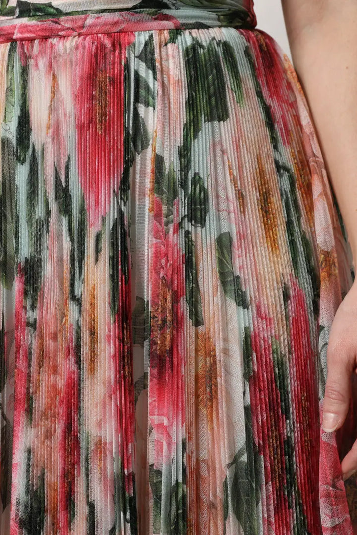 Dolce &amp; Gabbana Multicolor Silk Floral High Waist Midi Skirt