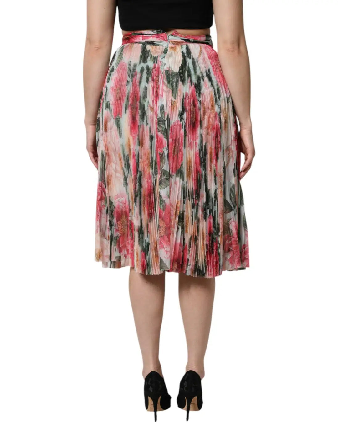 Dolce &amp; Gabbana Multicolor Silk Floral High Waist Midi Skirt