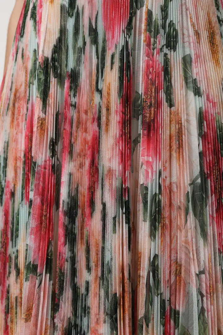 Dolce &amp; Gabbana Multicolor Silk Floral High Waist Midi Skirt