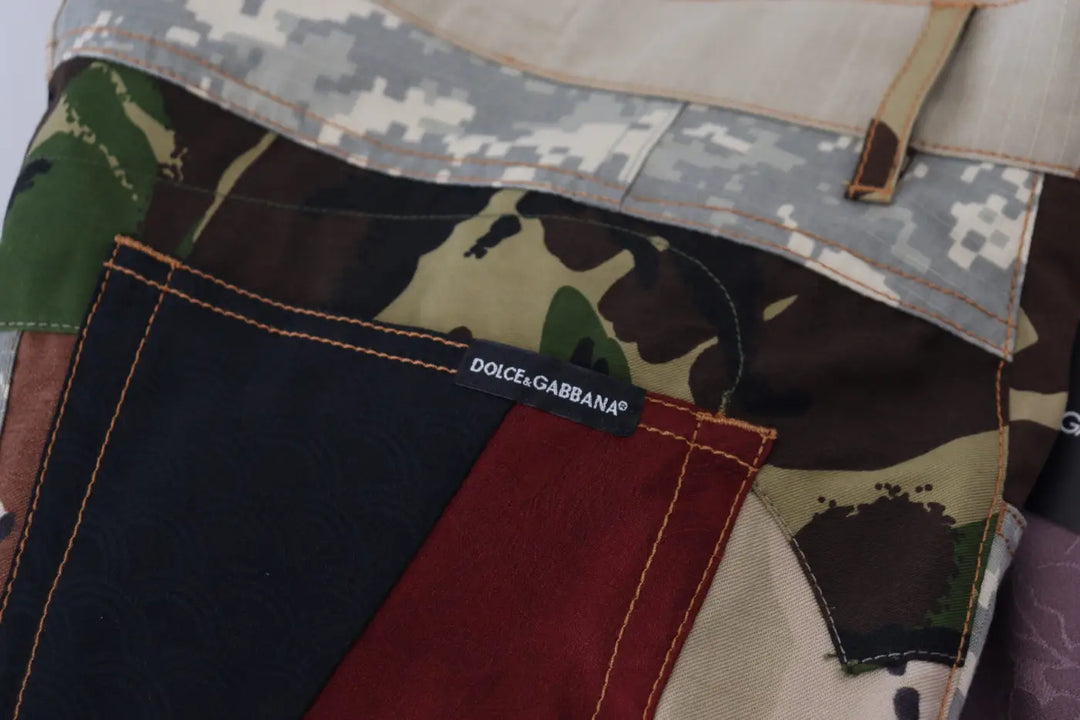Dolce &amp; Gabbana Multicolor Silk Patchwork Men Denim Jeans