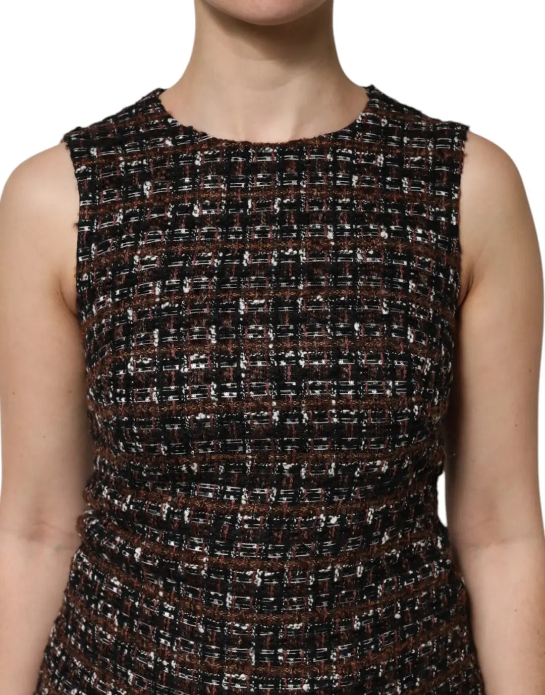 Dolce &amp; Gabbana Multicolor Sleeveless Mini Tweed A-line Dress