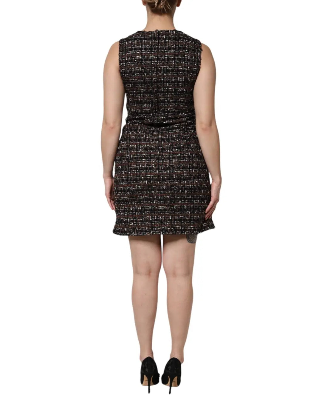 Dolce &amp; Gabbana Multicolor Sleeveless Mini Tweed A-line Dress