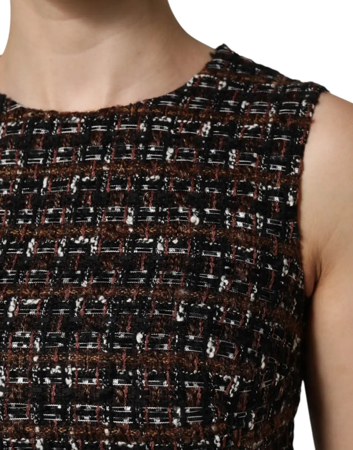 Dolce &amp; Gabbana Multicolor Sleeveless Mini Tweed A-line Dress