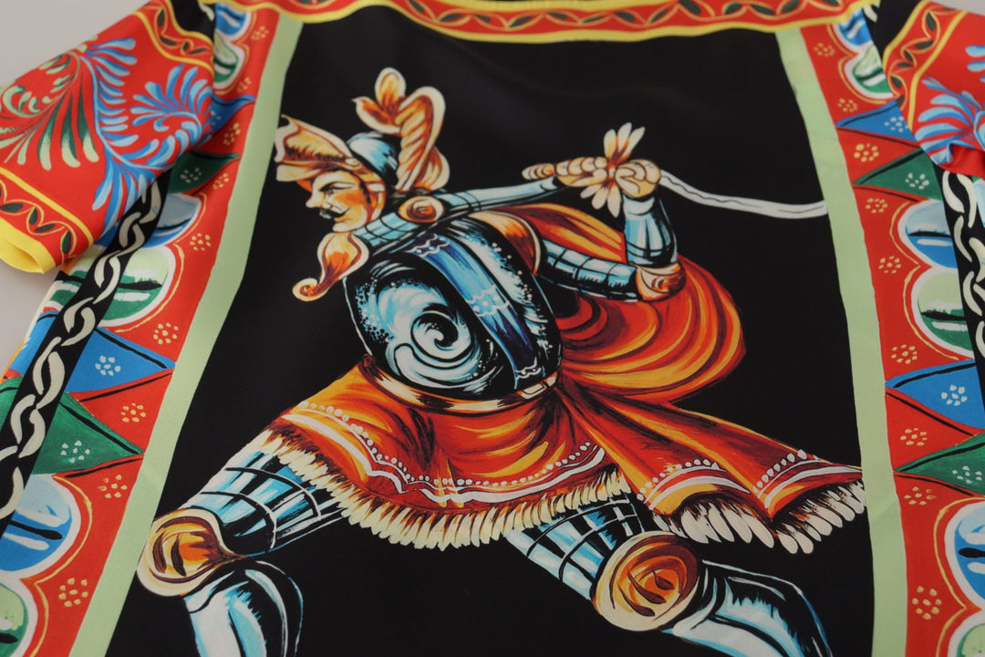 Dolce &amp; Gabbana - Multicolor Soldier Carretto Silk Top T-shirt