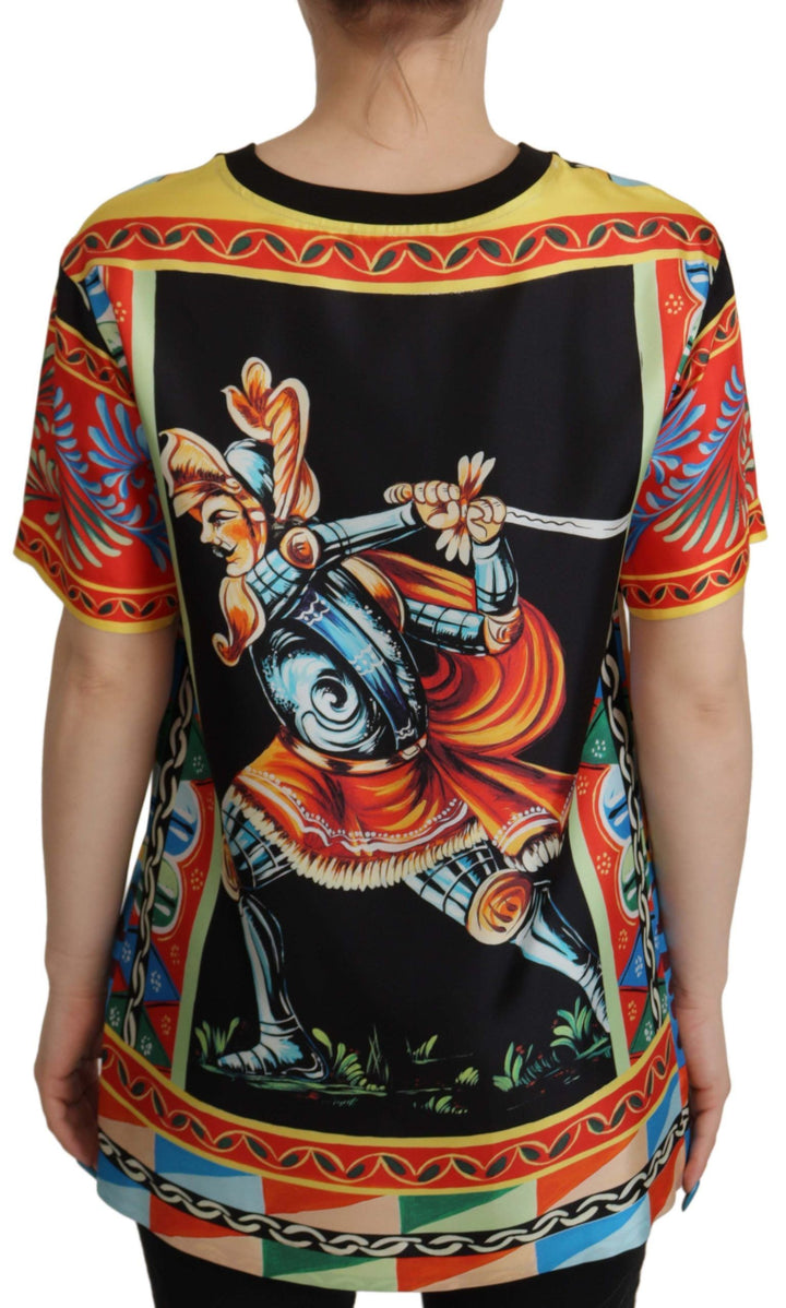 Dolce &amp; Gabbana - Multicolor Soldier Carretto Silk Top T-shirt
