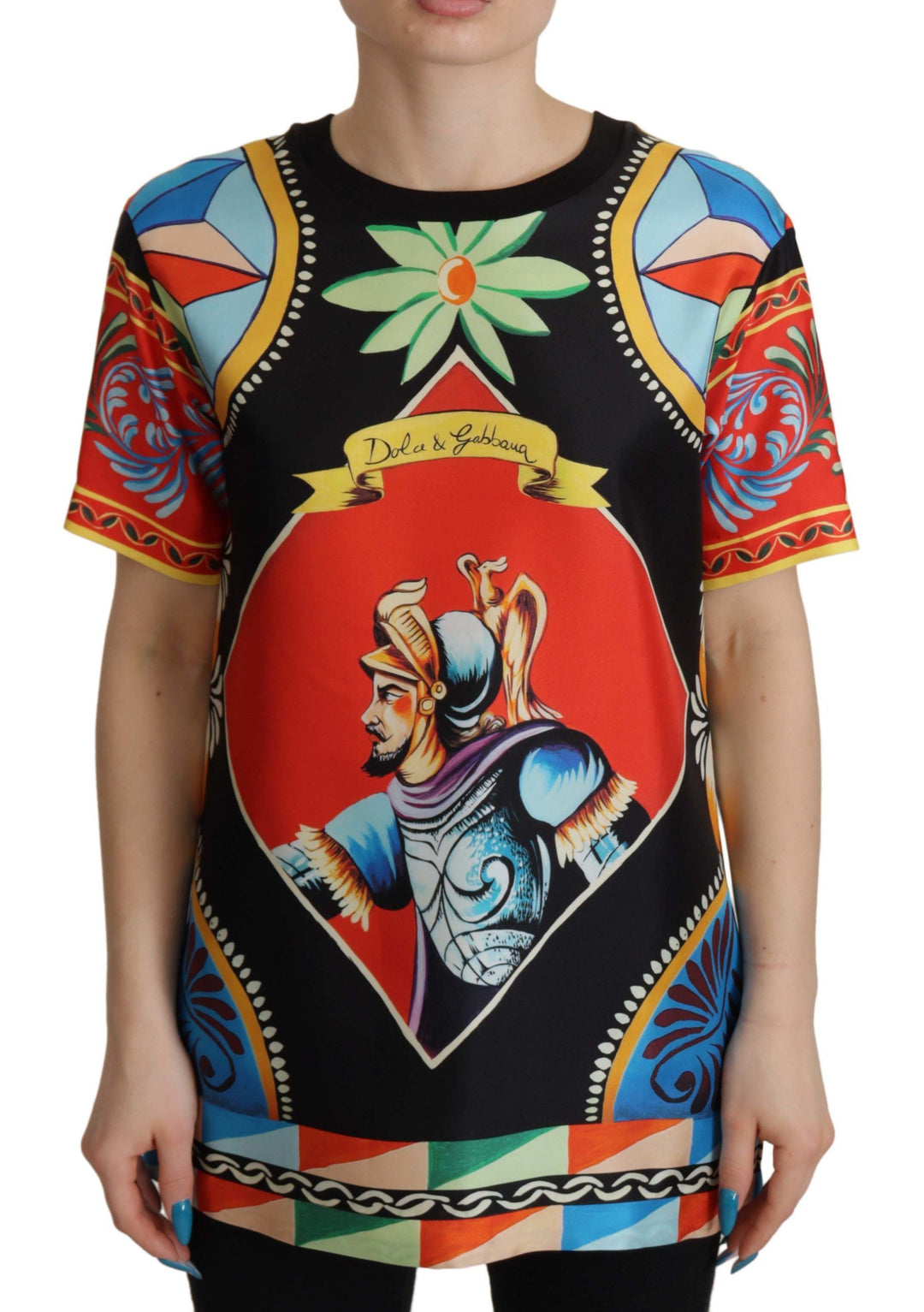 Dolce &amp; Gabbana - Multicolor Soldier Carretto Silk Top T-shirt