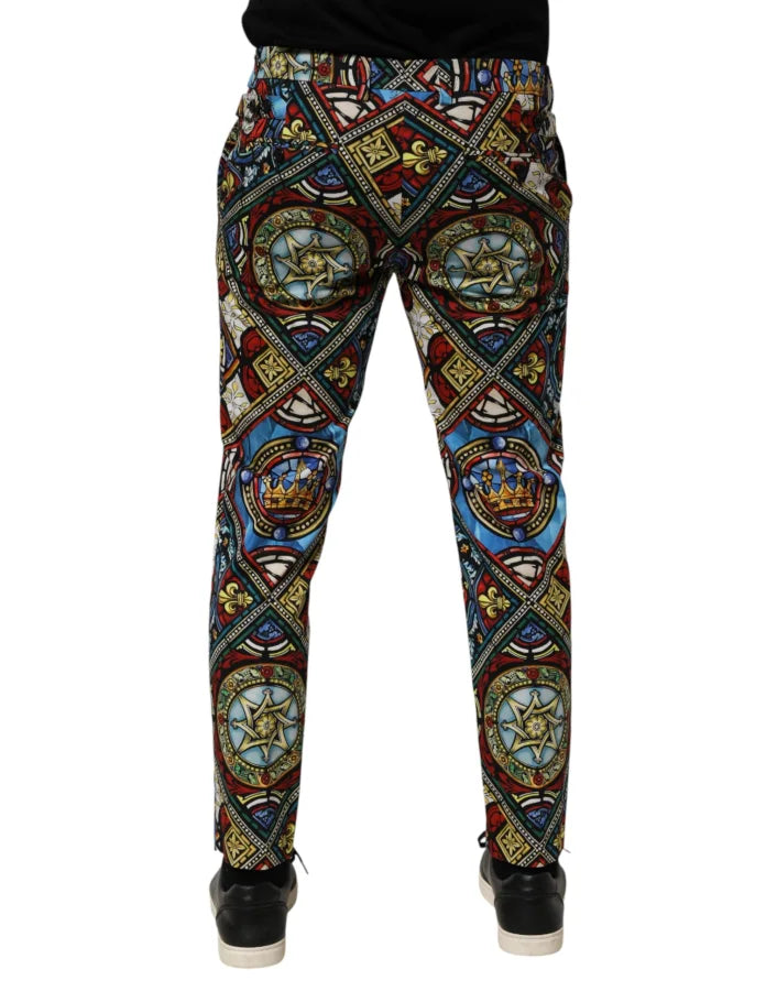 Dolce &amp; Gabbana Multicolor Stained Glass Window Style Print Men Pants