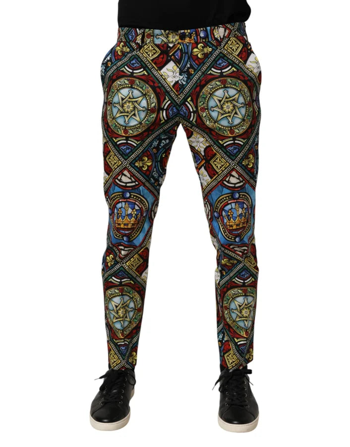 Dolce &amp; Gabbana Multicolor Stained Glass Window Style Print Men Pants