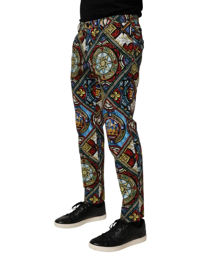 Dolce &amp; Gabbana Multicolor Stained Glass Window Style Print Men Pants