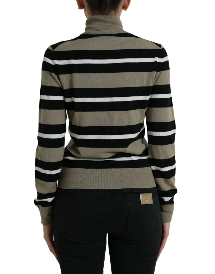 Dolce &amp; Gabbana Multicolor Stripe Wool Logo Pullover Sweater