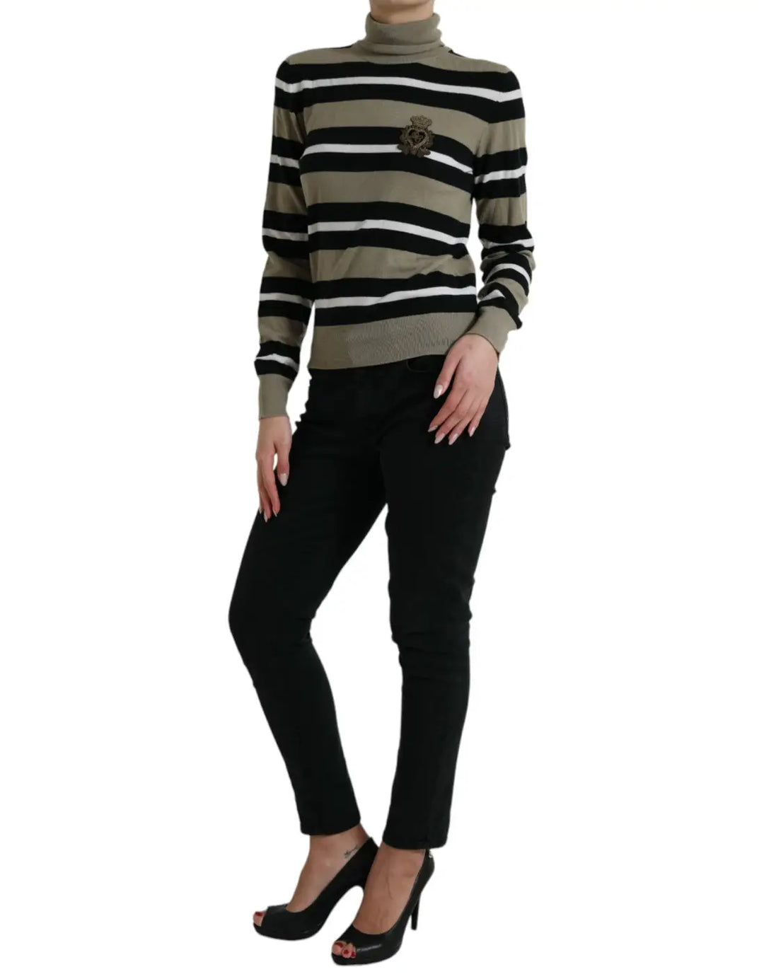 Dolce &amp; Gabbana Multicolor Stripe Wool Logo Pullover Sweater
