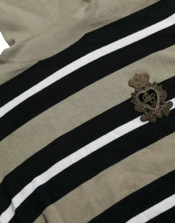 Dolce &amp; Gabbana Multicolor Stripe Wool Logo Pullover Sweater