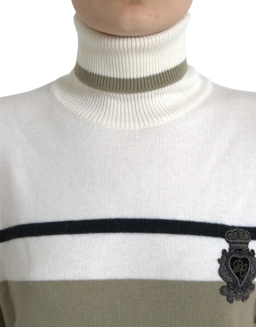 Dolce &amp; Gabbana Multicolor Stripe Wool Logo Pullover Sweater
