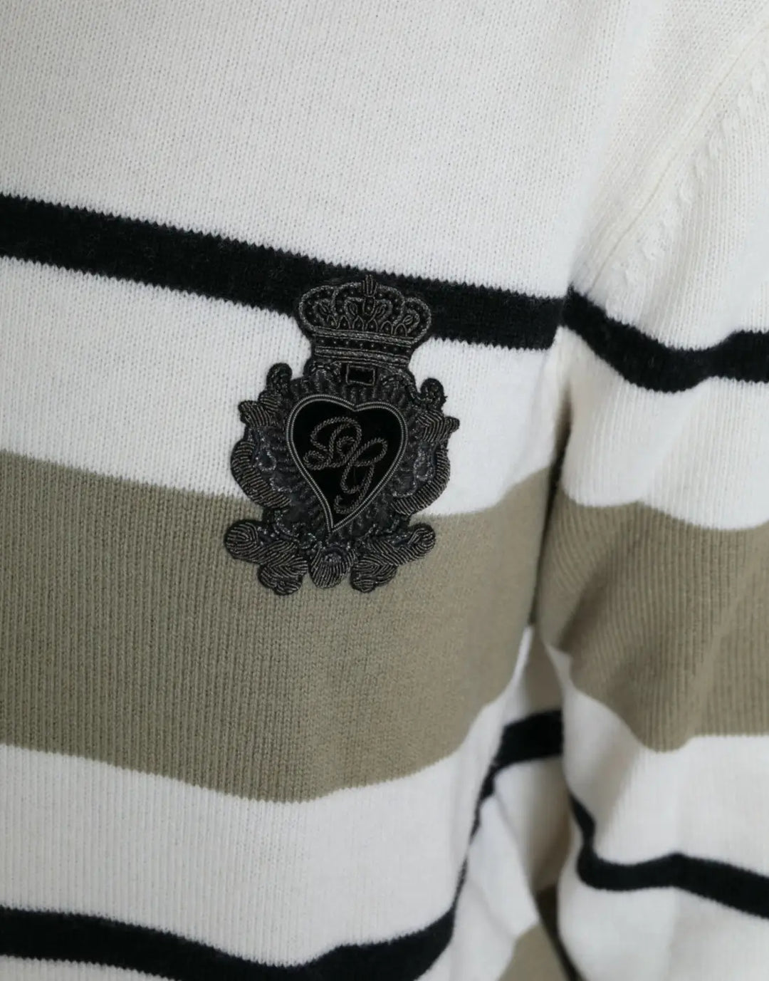 Dolce &amp; Gabbana Multicolor Stripe Wool Logo Pullover Sweater