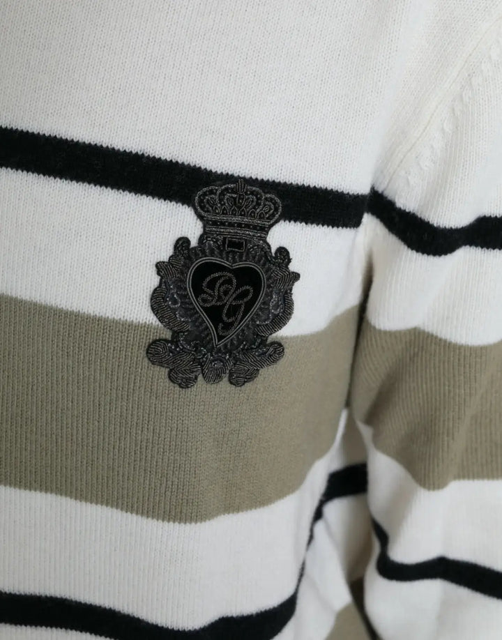 Dolce &amp; Gabbana Multicolor Stripe Wool Logo Pullover Sweater