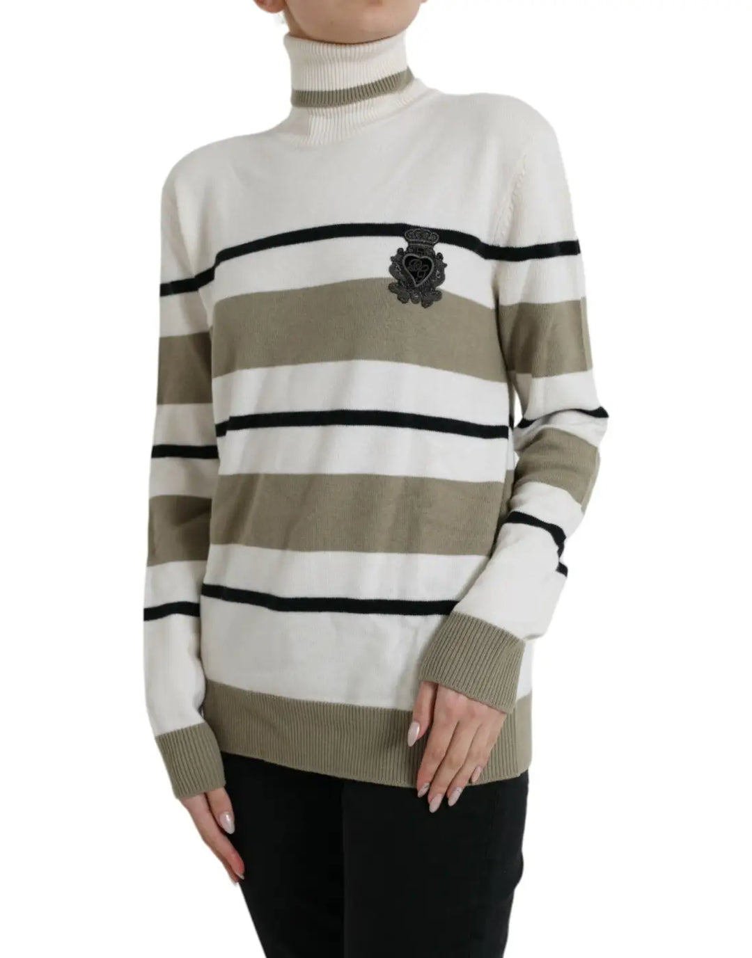 Dolce &amp; Gabbana Multicolor Stripe Wool Logo Pullover Sweater