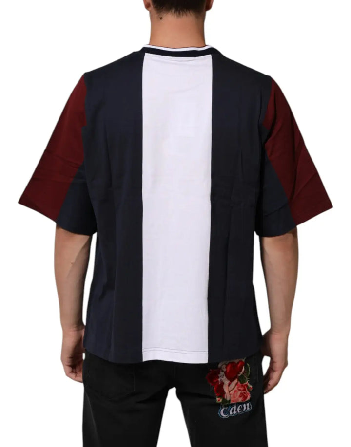 Dolce &amp; Gabbana Multicolor Striped Cotton Men Crew Neck T-shirt
