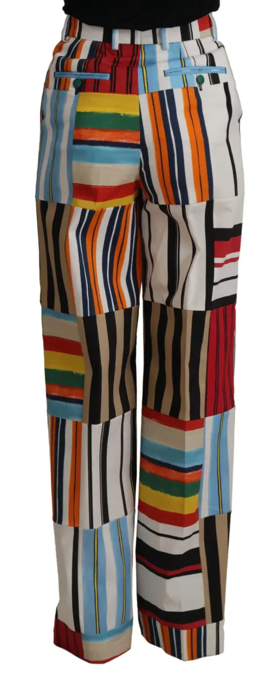 Dolce &amp; Gabbana Multicolor Striped High Waist Cotton Pants