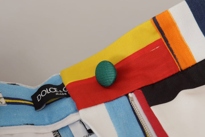 Dolce &amp; Gabbana Multicolor Striped High Waist Cotton Pants