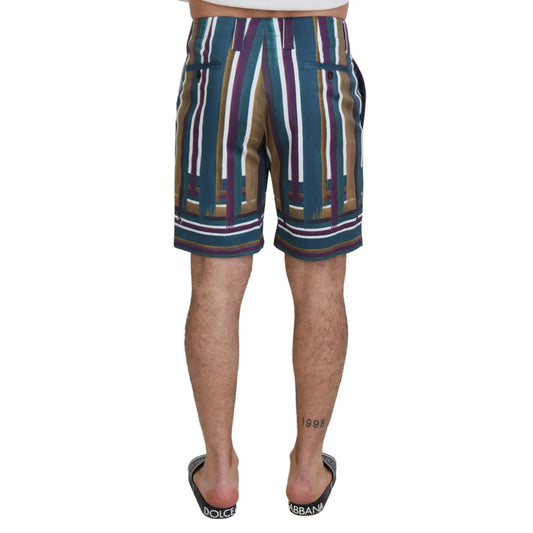 Dolce & Gabbana Multicolor Striped Stretch Cotton Shorts